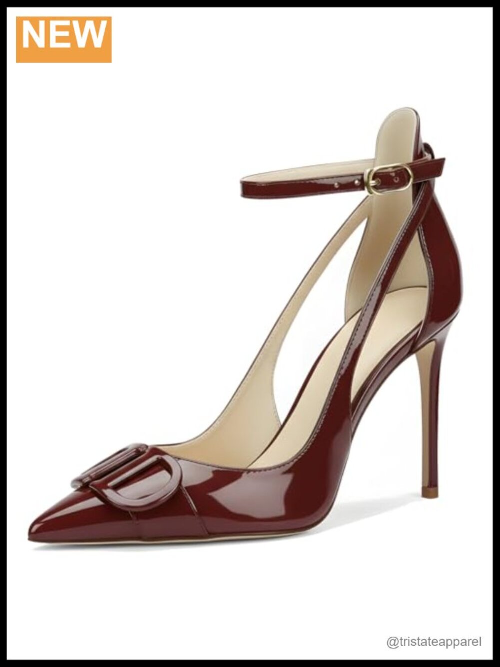 Women's Faux Leather Stiletto Heels Closed Toe Strappy Pumps Wedding Party